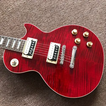 Nuevo estándar Personalizado ,Tigre rojo Llama guitarra eléctrica Estándar gitaar,cuello de una sola pieza y cuerpo de una sola pieza guitarra
