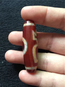 Rojo Natural Calcedonia Dios de la riqueza 15mm*55mm Colgante de Gran Tamaño Poderoso Amuleto Tibetano Dzi Perlas de Soltar Perlas de Envío Libre