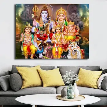Shiva Retrato de la Familia HD Arte de la Pared de la Lona del Cartel Y de Impresión de la Lona de Pintura Decorativa Imagen Para Oficina, Sala de estar Decoración para el Hogar