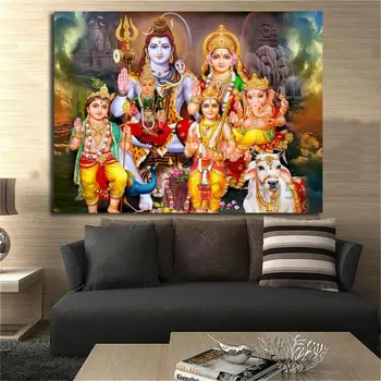 Shiva Retrato de la Familia HD Arte de la Pared de la Lona del Cartel Y de Impresión de la Lona de Pintura Decorativa Imagen Para Oficina, Sala de estar Decoración para el Hogar