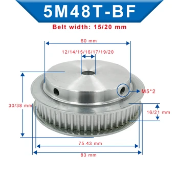 HTD 5M 50 Teeth W-21mm Pitch 5mm Timing Belt Drive Pulley 6/8/10/12/20/25mm Bore 