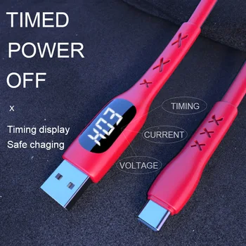 URVNS Cable del Cargador USB Para el Tipo C/Micro/IOS con la Pantalla del Temporizador de Datos de Sincronización de Carga Rápida para el iPhone de Samsung, Xiaomi, Huawei