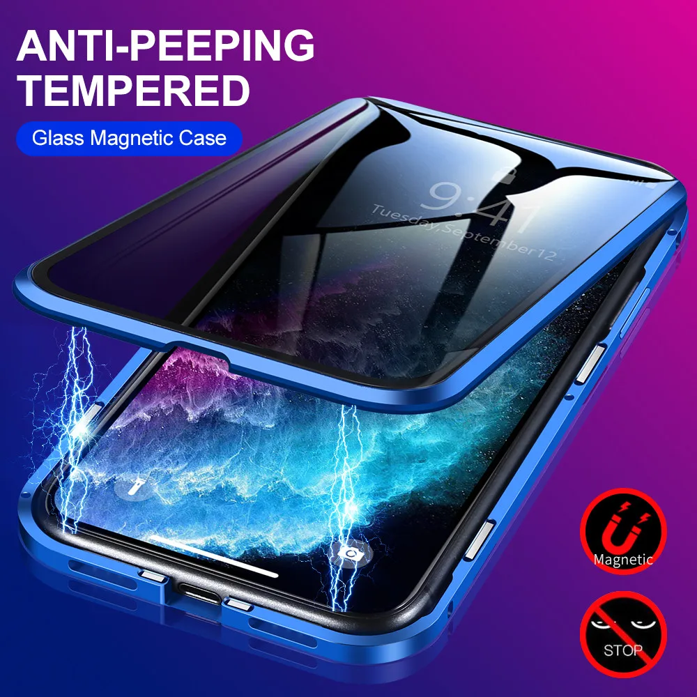 Magnético 360 ° protectora teléfono caso cubierta de vidrio para iPhone Xs Max XR 7 8 X Plus