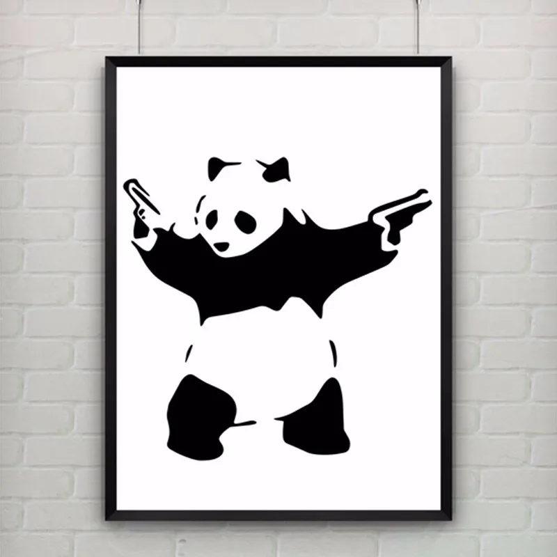 Banksy Panda con el arma del aerógrafo Mylar pared de la pintura Arte de la plantilla A5 Tamaño de la plantilla - XSmall