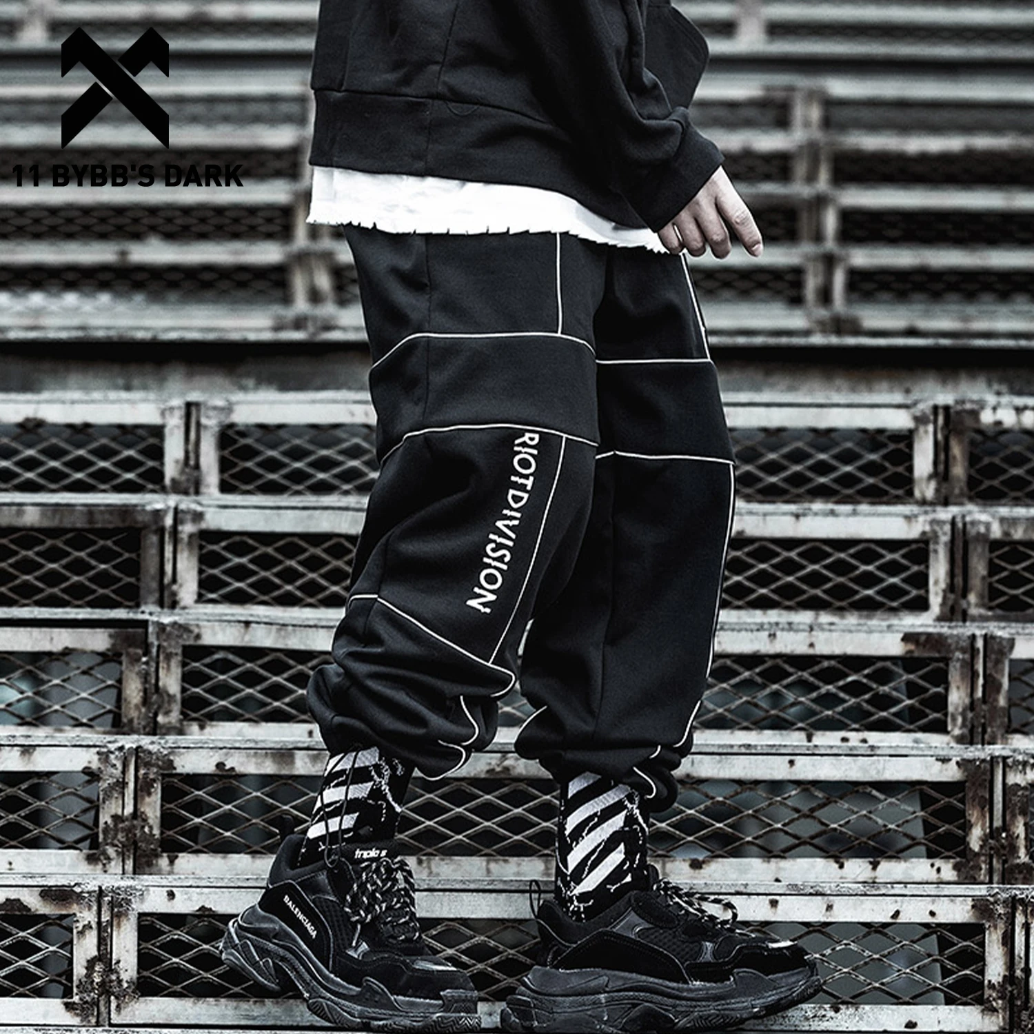 pantalones bombachos bordados para hombre,ropa de calle coreana,Hip Hop,M-5XL #Navy Blue 