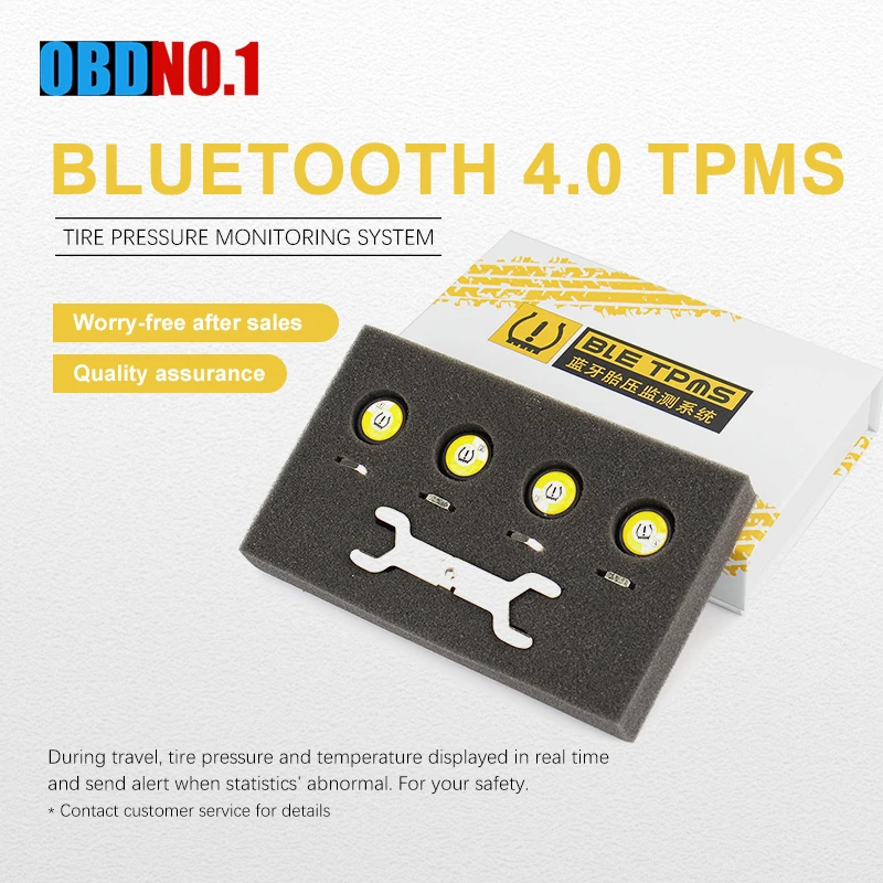 Coche Bluetooth 4.0 TPMS Monitor Sistema de alarma IOS Presión de neumáticos